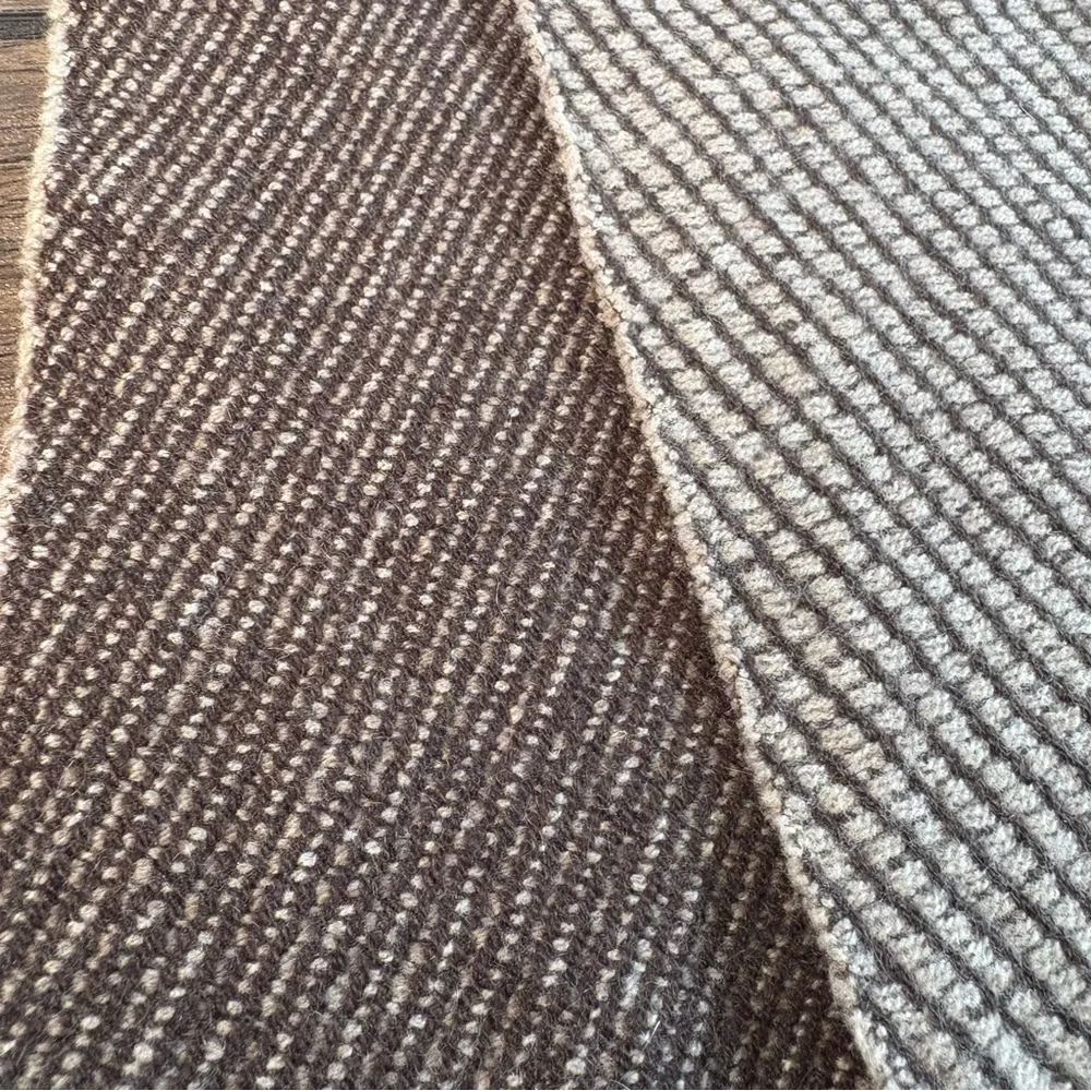 KING DEER 100% Cashmere Scarf Brown Tan Woven‎ Stripe Fringe 54